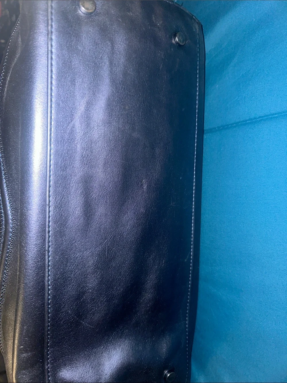 INC International Concepts Blue Metallic Leather Laptop Bag